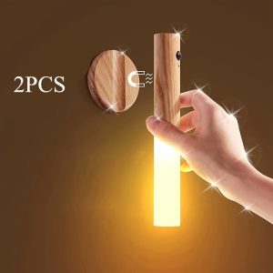 2pcs Intelligent Rechargeable Magnetic Sensor USB IPX4 LED Night Light - Human Body Sensor Wall And Cordless Wall Light for Motion Detection, Suitable for Home Bedroom, Kitchen And Bathroom Wall Sensor Light, Anti-collision And Anti-fall At Night