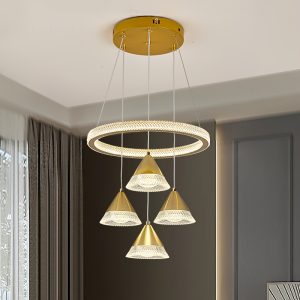 Modern LED 4 Pendant Lights Chandeliers, Semi Embedded Acrylic Lampshade, Hard Wired, Suitable For Living Rooms, Dining Rooms, Bedrooms, And Villas