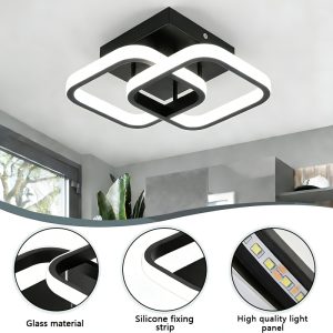 1 Pack Modern Simple Square LED Ceiling Light, Creative Entryway Light, LED Corridor Light with 3 Lights Modes for Hallway, Aisle, Entrance, Foyer, Cloakroom