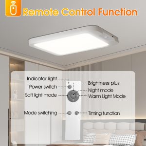 2pcs Or 1pc Rechargeable Battery Operated Ceiling Light with Remote Control, 3 Lighting Modes, Motion Sensor Light Indoor Wireless Shower Lamp And Remote 3000K 4500K 6500K for Room