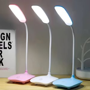 1pc Foldable LED Desk Lamp, Portable Desk Lamp, Three Level Dimming USB Charging Touch Wwitch, with 400mAh Battery In Pink, Blue, And White Colors, Suitable for Writing, Office, Gift Giving, Mother's Day Gift, Father's Day Gift, Room Decoration