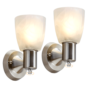 Wall Lamps, Brushed Nickel Vanity Lights for Bathrooms, Modern Wall Sconces with Rotary Switches, Frosted Glass Wall Lights, Farmhouse Wall Lamps for Bedrooms And Living Rooms (Bulb Not Included!!!)