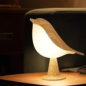 1 Dimmable Touch Bird Table Lamp | Wireless 3 Color Temperature Sensing LED Night Light Charging Bedside Lamp Long Press Stepless Dimming Wall Decoration Lamp Rare Alarm Clock Shape, Suitable for Desk Bedroom Living Room, Holiday Christmas Gift